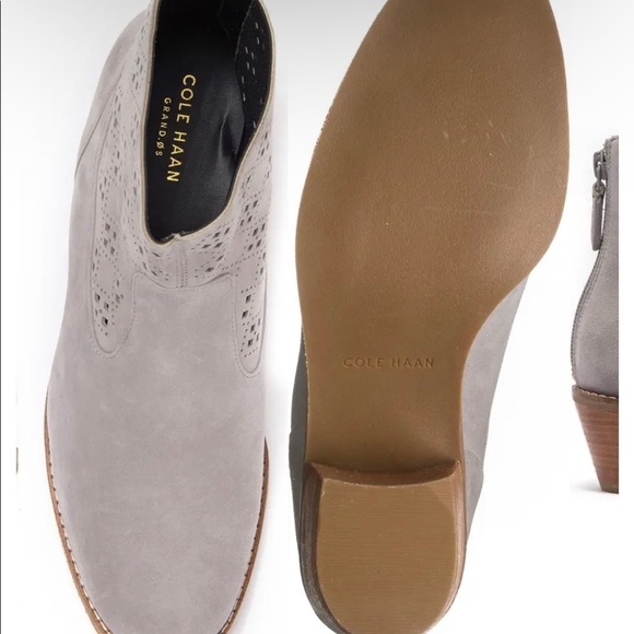 Cole Haan Grey Suede Jayne Lasercut Ankle Booties NWT - Picture 3 of 8